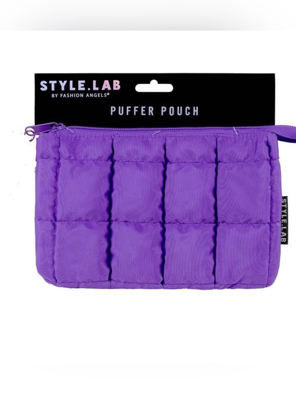Style.Lab by Fashion Angels quilted expandable puffer pouch, neon purple, GUC
